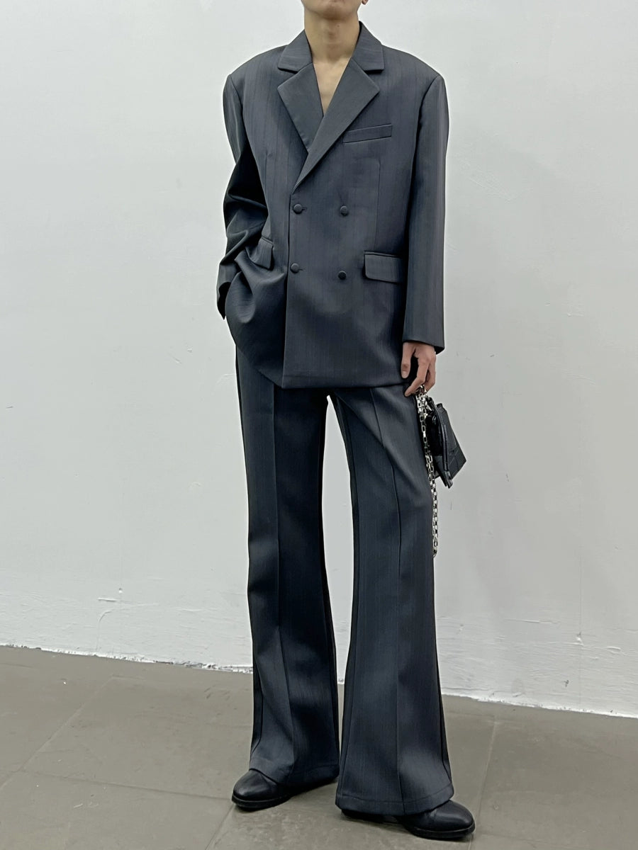 Stripe Double Breast Tailored Jacket & Flare Trousers Setup WN5004