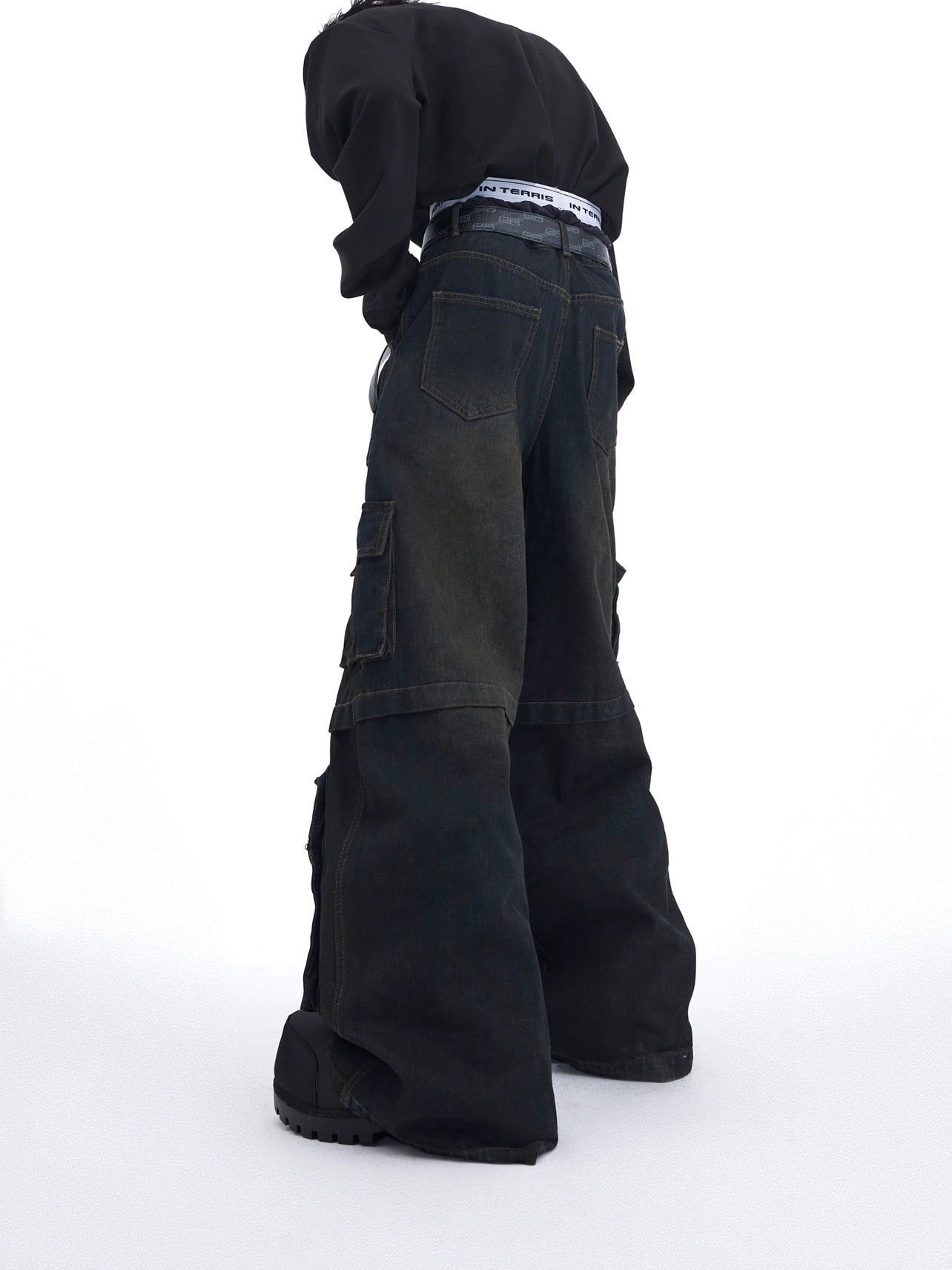 Zipper Wash Denim Jacket & Large Pocket Workwear Denim Jeans Setup WN4681