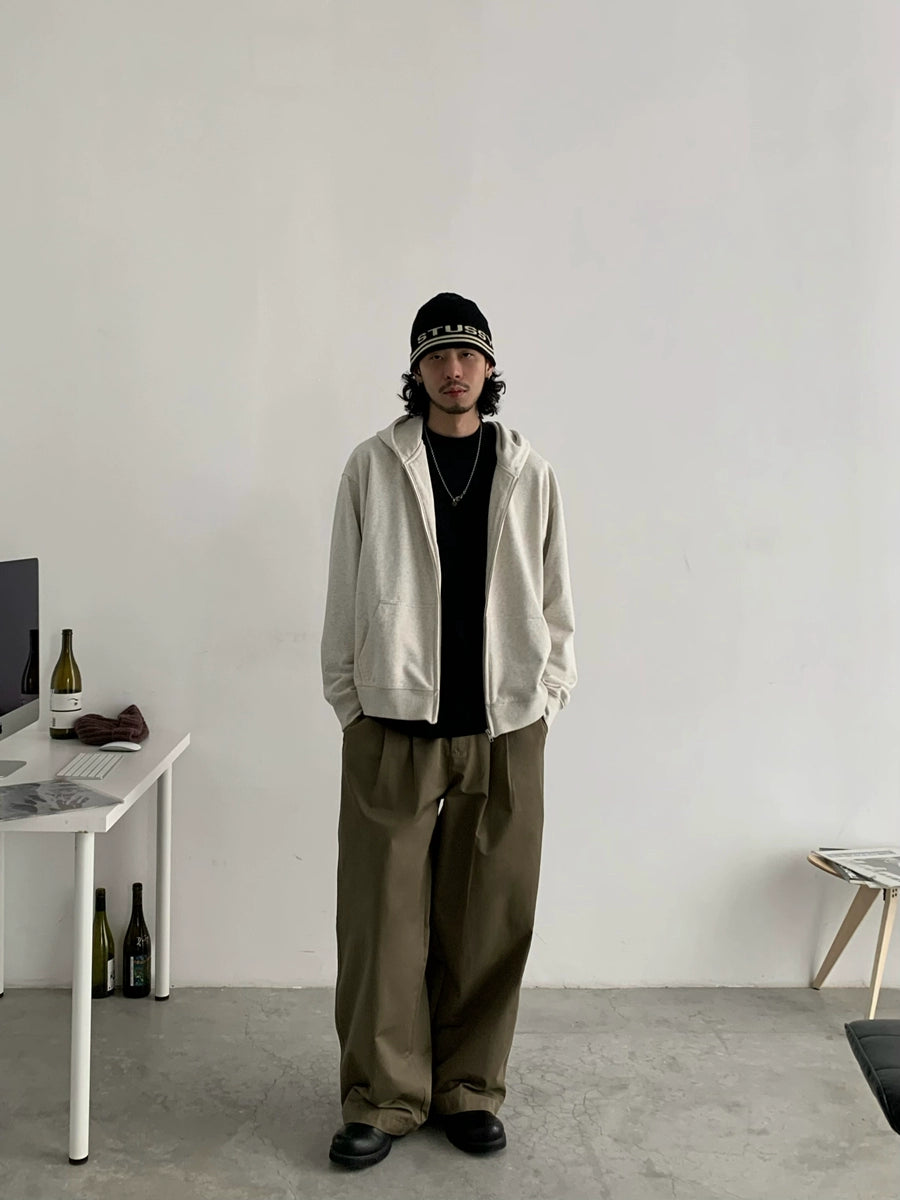 Wash Short Basic Zipper Hoodie WN4766