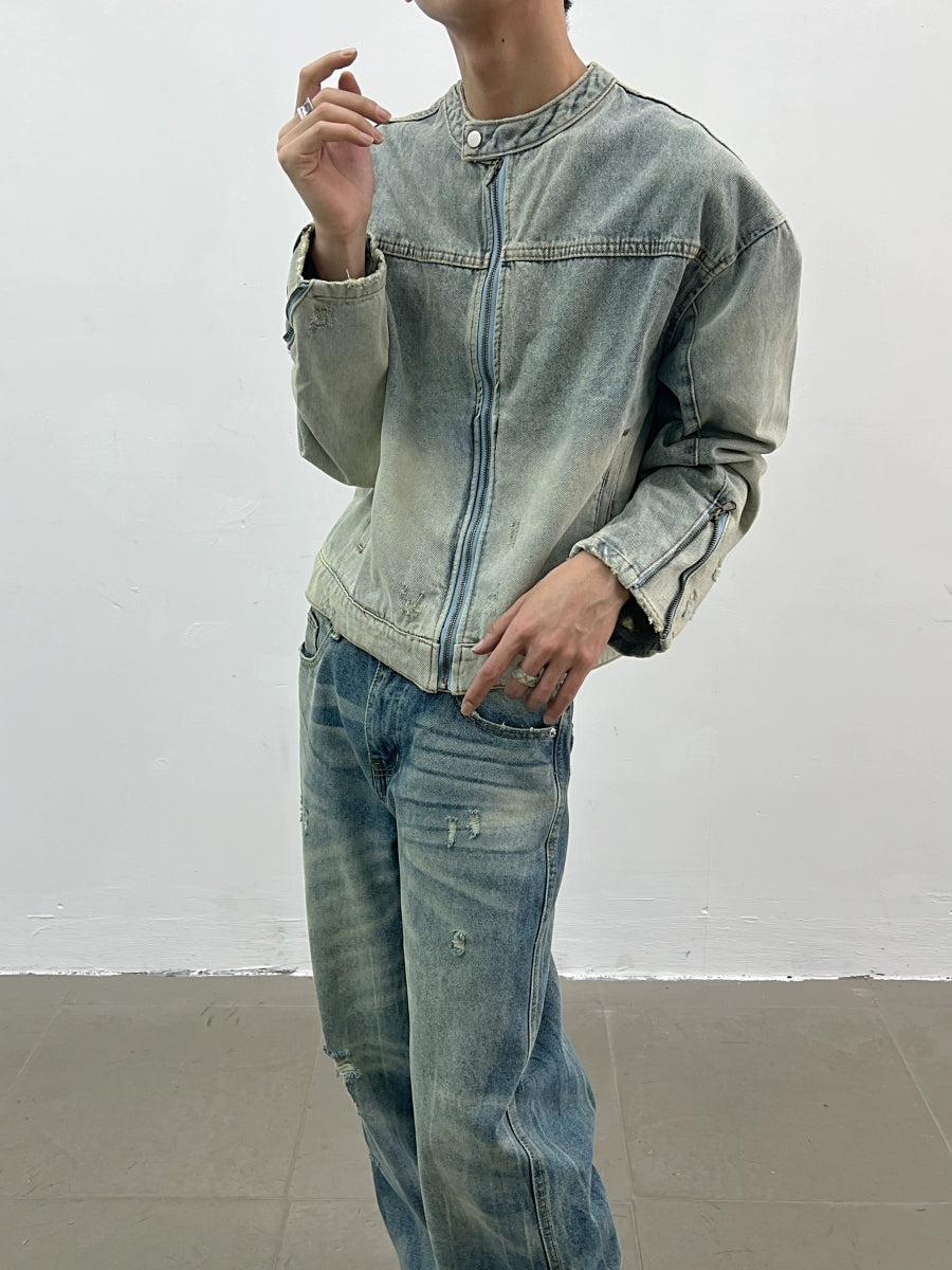 Wash Standing-neck Denim Jacket WN5038