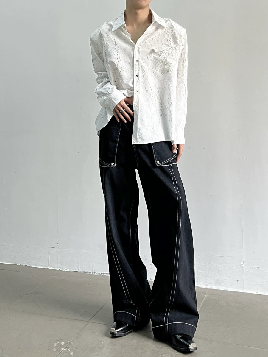 Unique Texture Pattern Long Sleeve Shirt WN5049