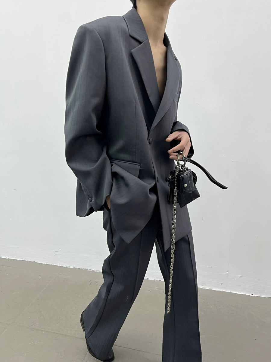 Stripe Double Breast Tailored Jacket & Flare Trousers Setup WN5004