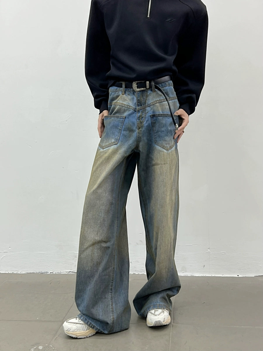 Reverse Design Wide Leg Denim Jeans WN4997