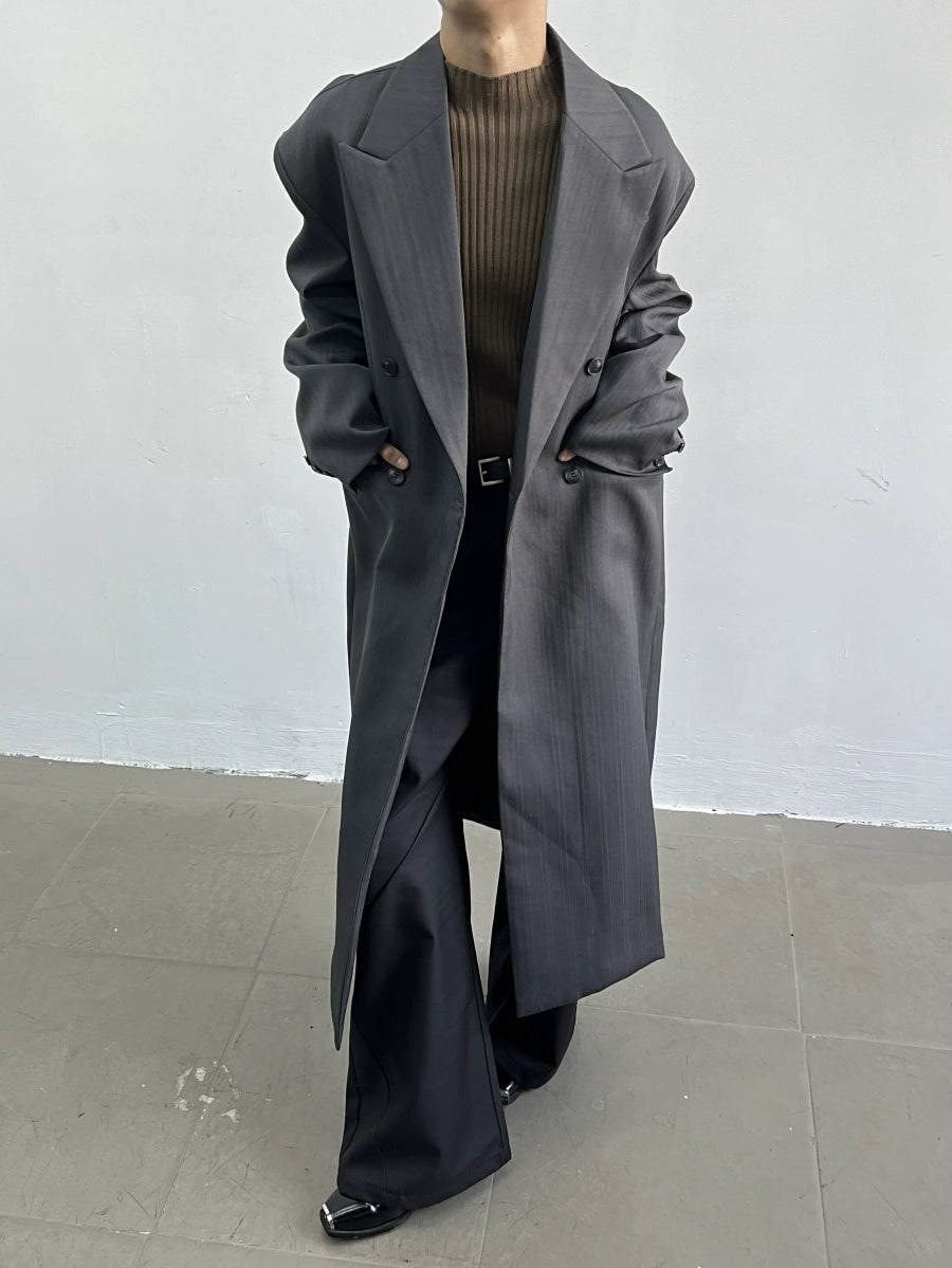 Double Breast Stripe Long Coat WN5020