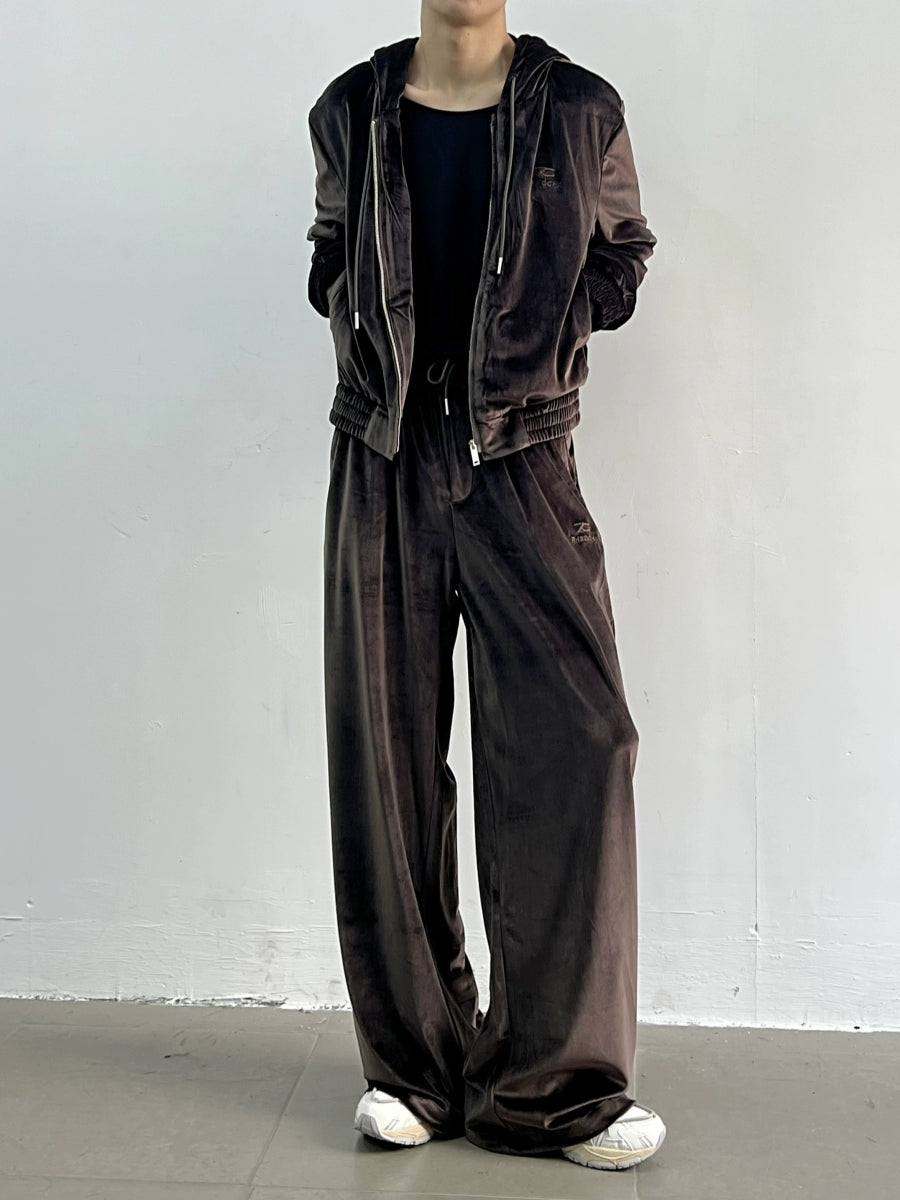 Corduroy Zipper Hoodie & Wide-leg Corduroy Pants Setup WN5016
