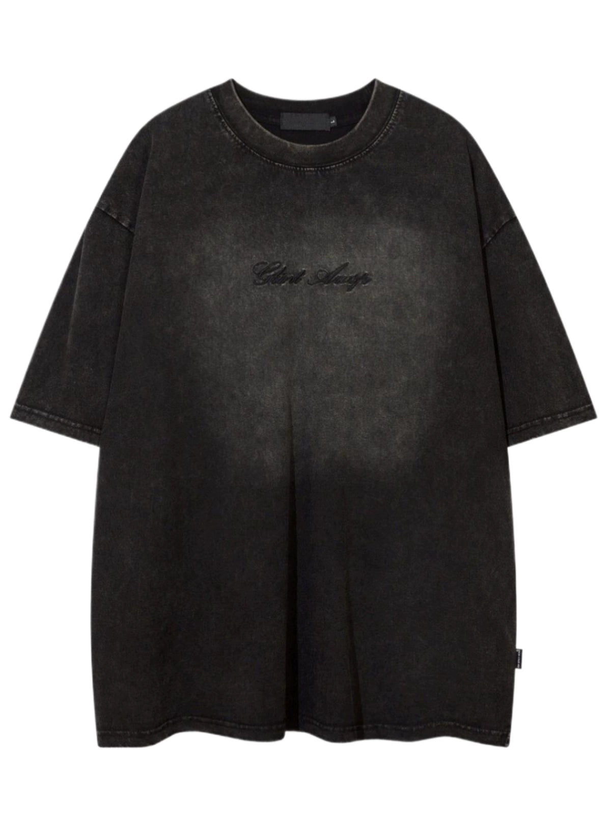 Washed Letter Embroidery Short Sleeve T-Shirt WN4659