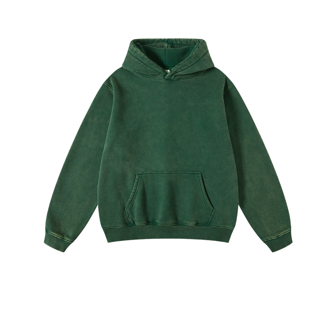 Oversize Fleece Linning Washed Zipper Hoodie & Pullover Hoodie & Pants Setup WN9925