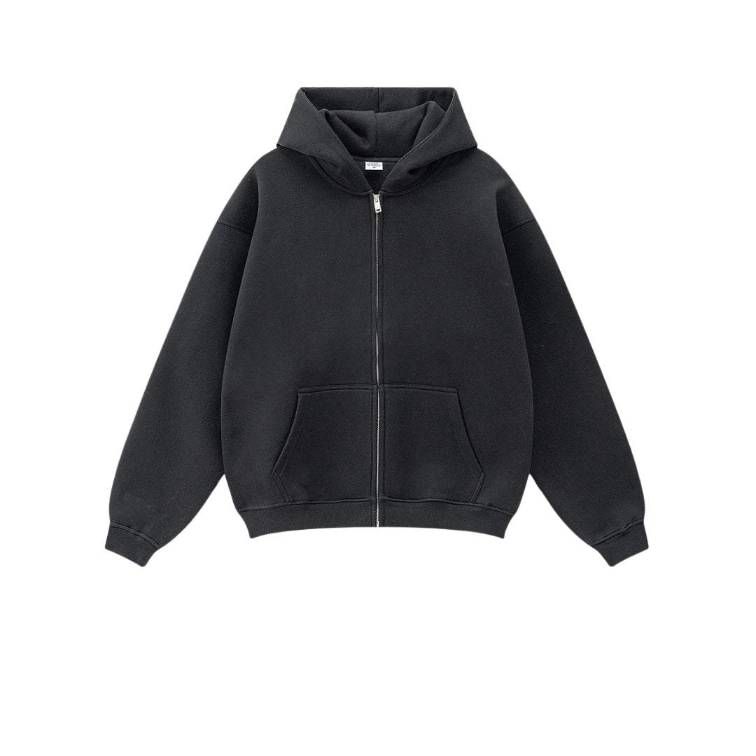 Fleece Linnning Oversize Washed Zipper Hoodie WN9943