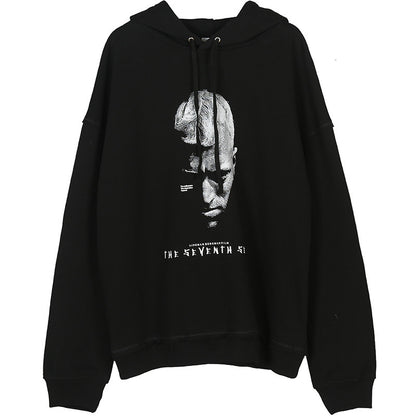 Graphic Print Oversize Pullover Hoodie WN12451