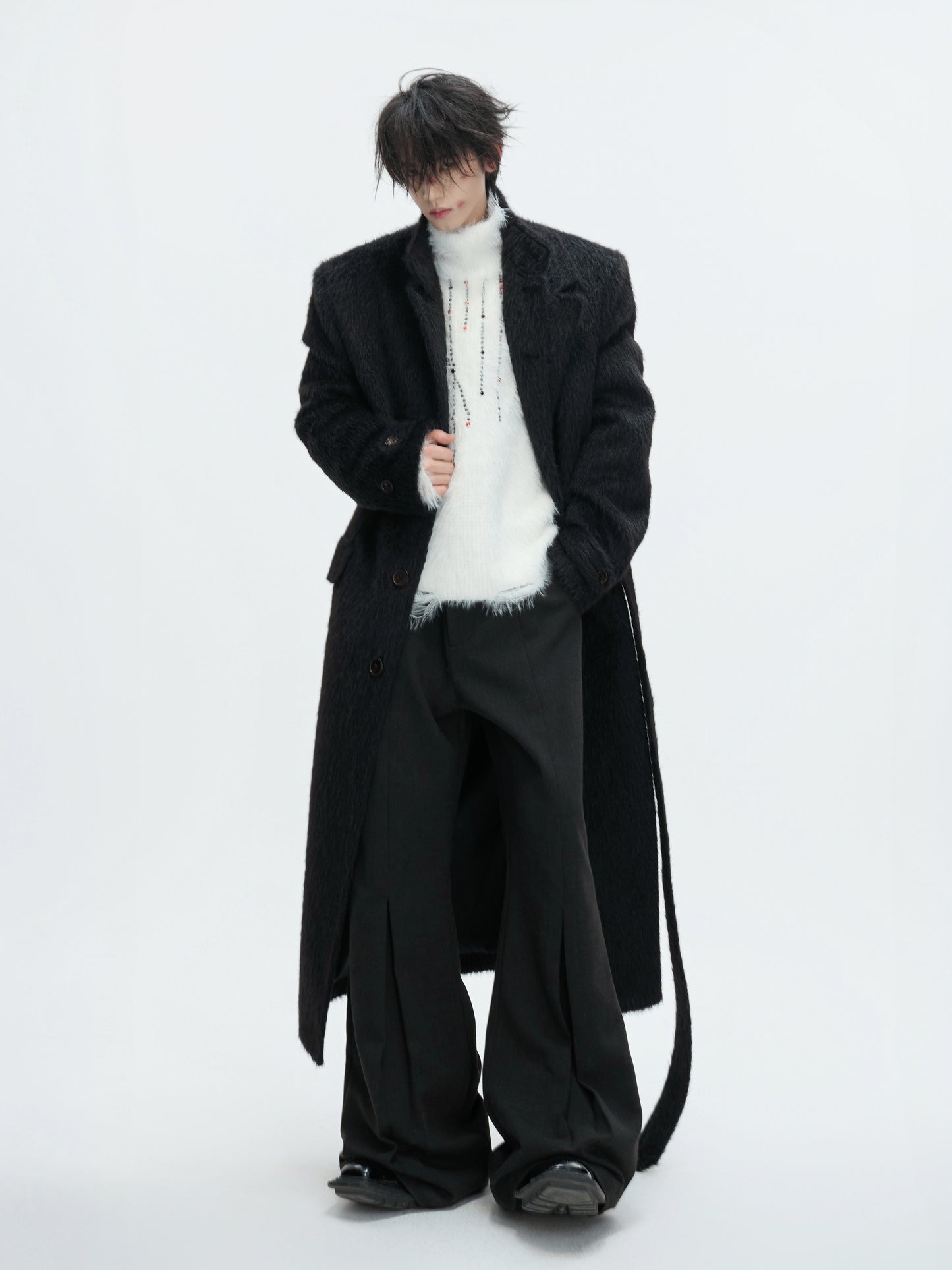 Gem Decor Heavyweight High-Neck Knit Sweater WN22606