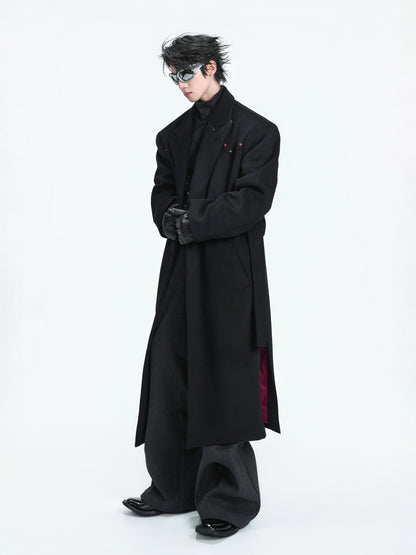 Shoulder-Pad Wool Long Coat WN22595