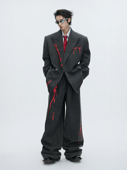 Stripe Wool Tailored Jacket & Stripe Trousers Setup WN22605