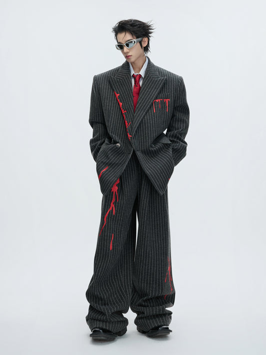 Stripe Wool Tailored Jacket & Stripe Trousers Setup WN22605