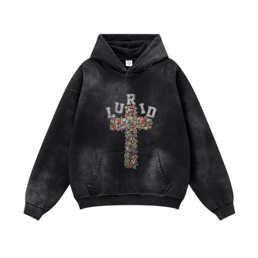 Washed Oversize Print Hoodie WN7850