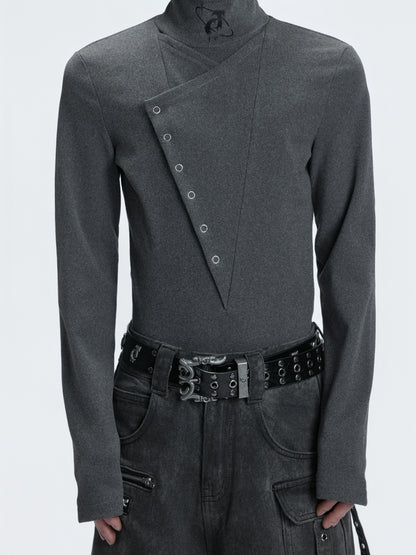 High-Neck Splice Thermal Long Sleeve T-Shirt WN22597