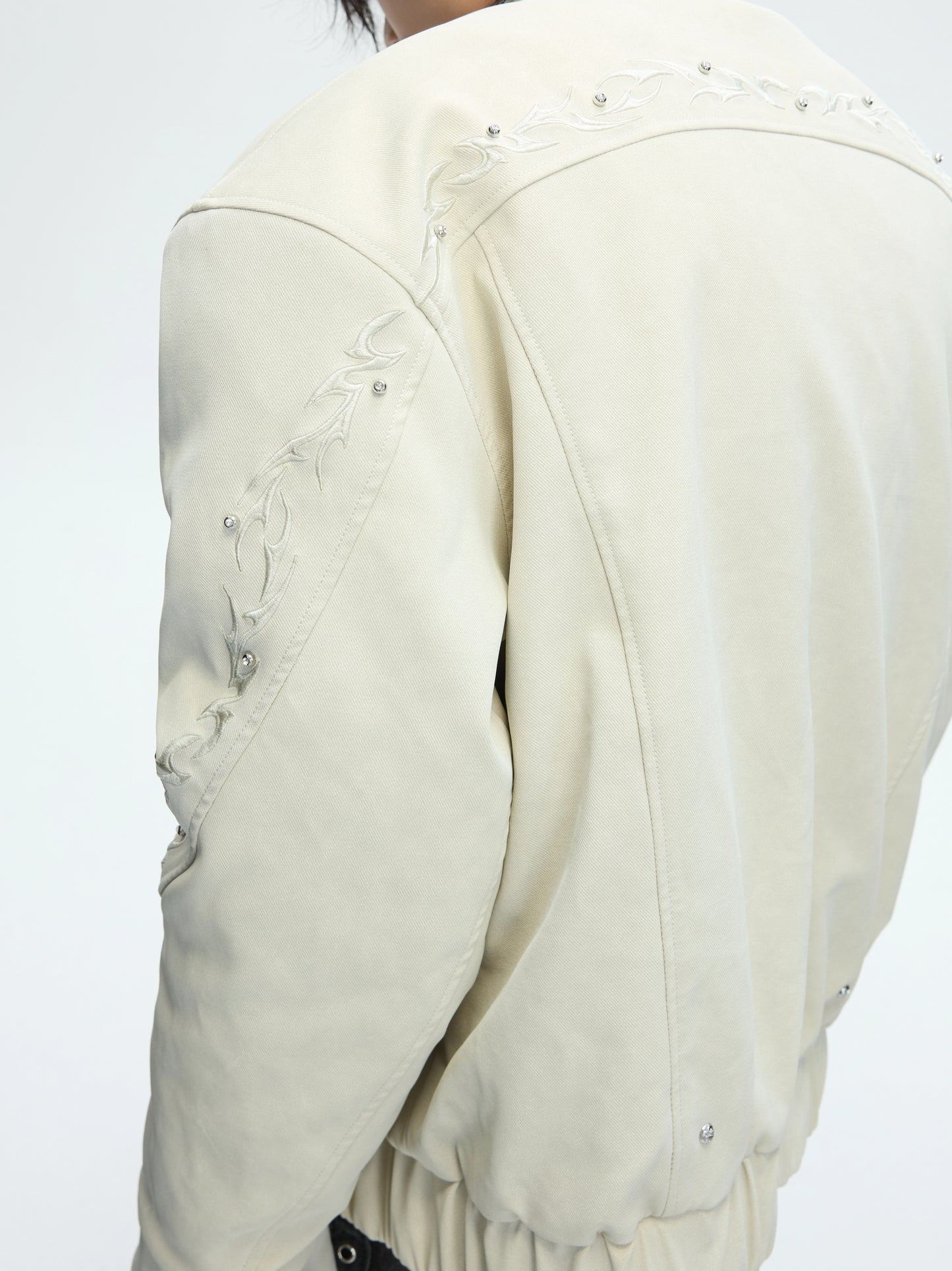 Hooded Fake Fur Embroidery PU Leather Puffer Jacket WN22604