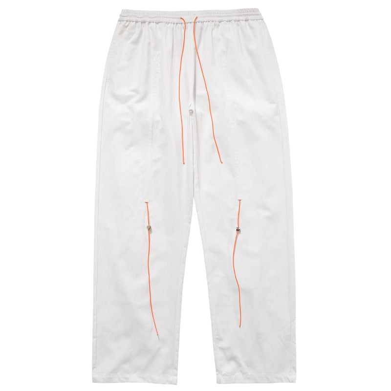 Drawstring Reflective Wide Leg Straight Pants WN12440