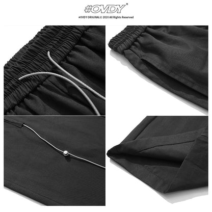 Drawstring Reflective Wide Leg Straight Pants WN12440