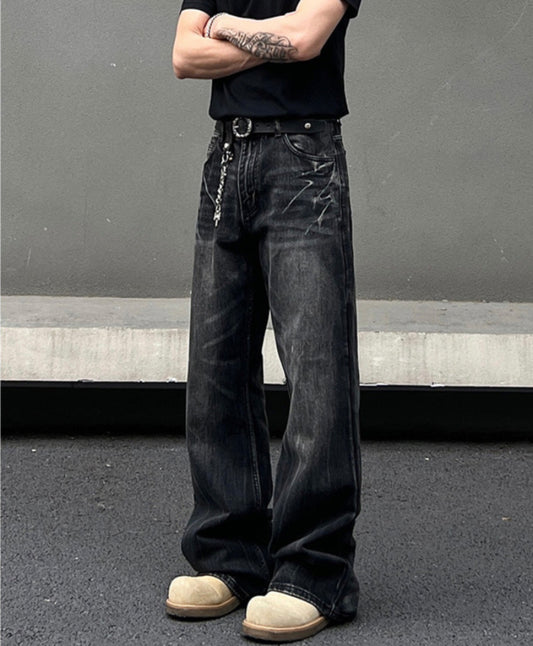 Washed Flare Denim Jeans WN19435