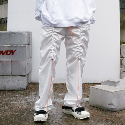 Drawstring Reflective Wide Leg Straight Pants WN12440