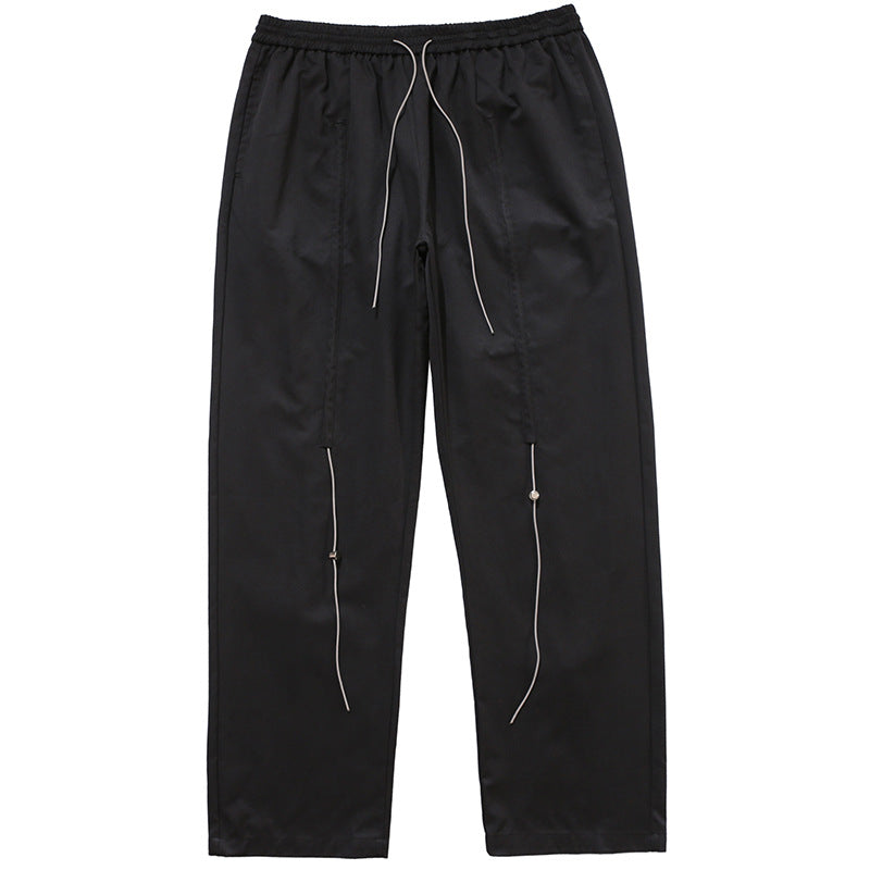 Drawstring Reflective Wide Leg Straight Pants WN12440