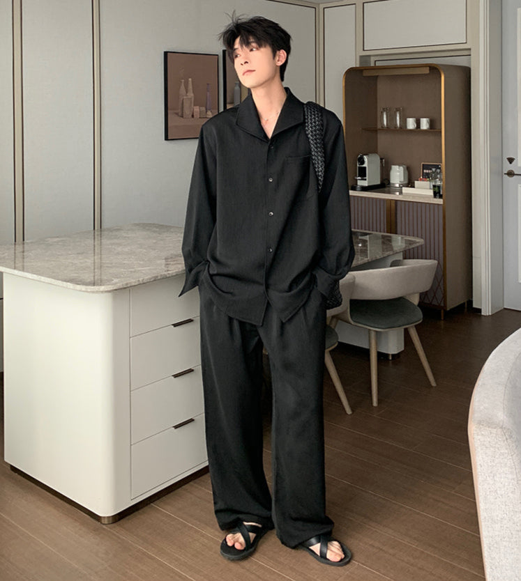 Oversize Long Sleeve Shirt & Drawstring Pants Setup WN20491