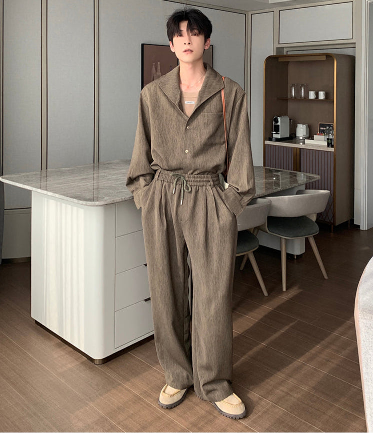 Oversize Long Sleeve Shirt & Drawstring Pants Setup WN20491