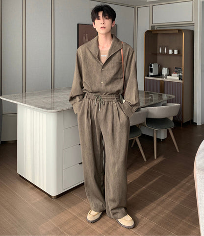 Oversize Long Sleeve Shirt & Drawstring Pants Setup WN20491