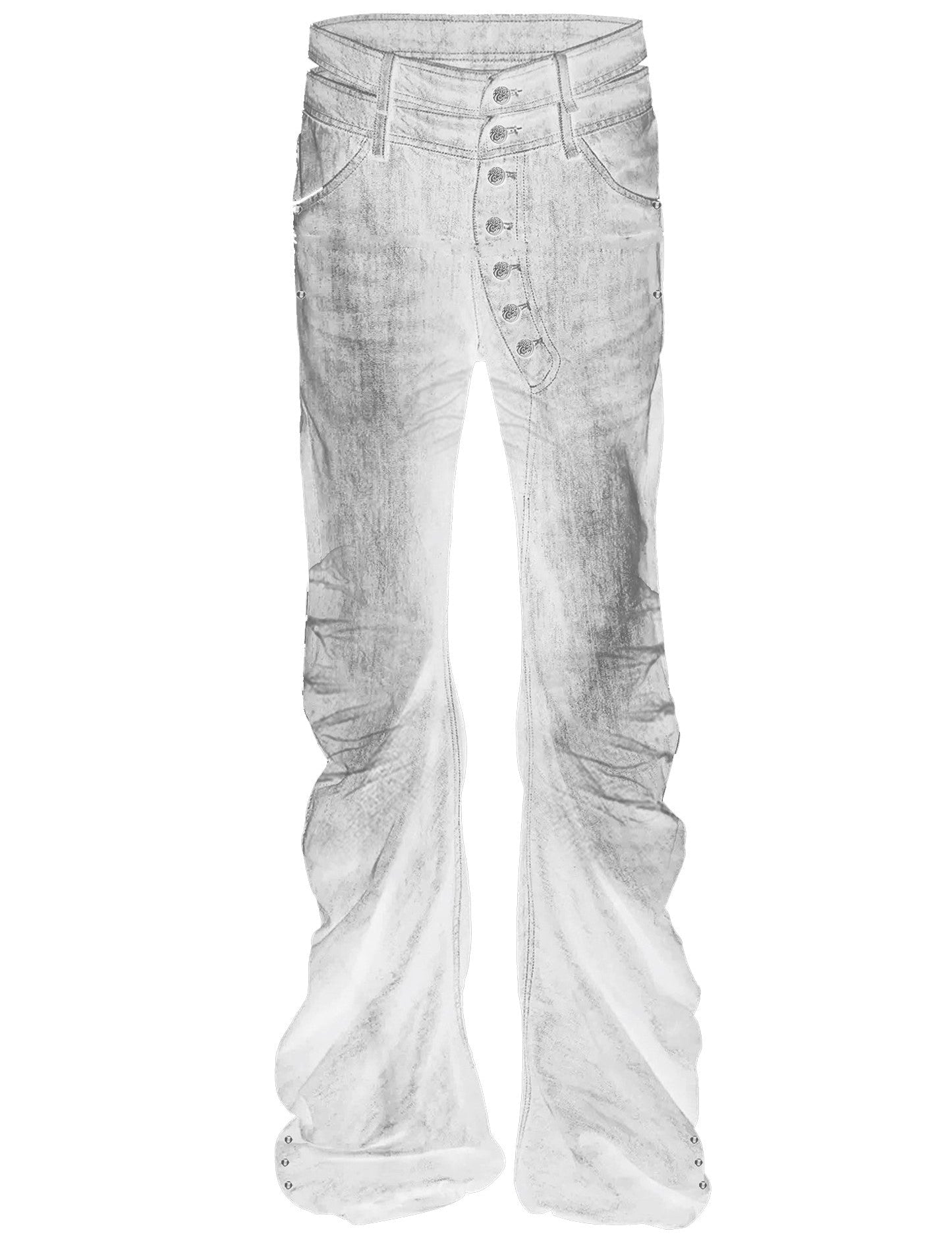 Washed Whisker Straight Denim Jeans WN20883