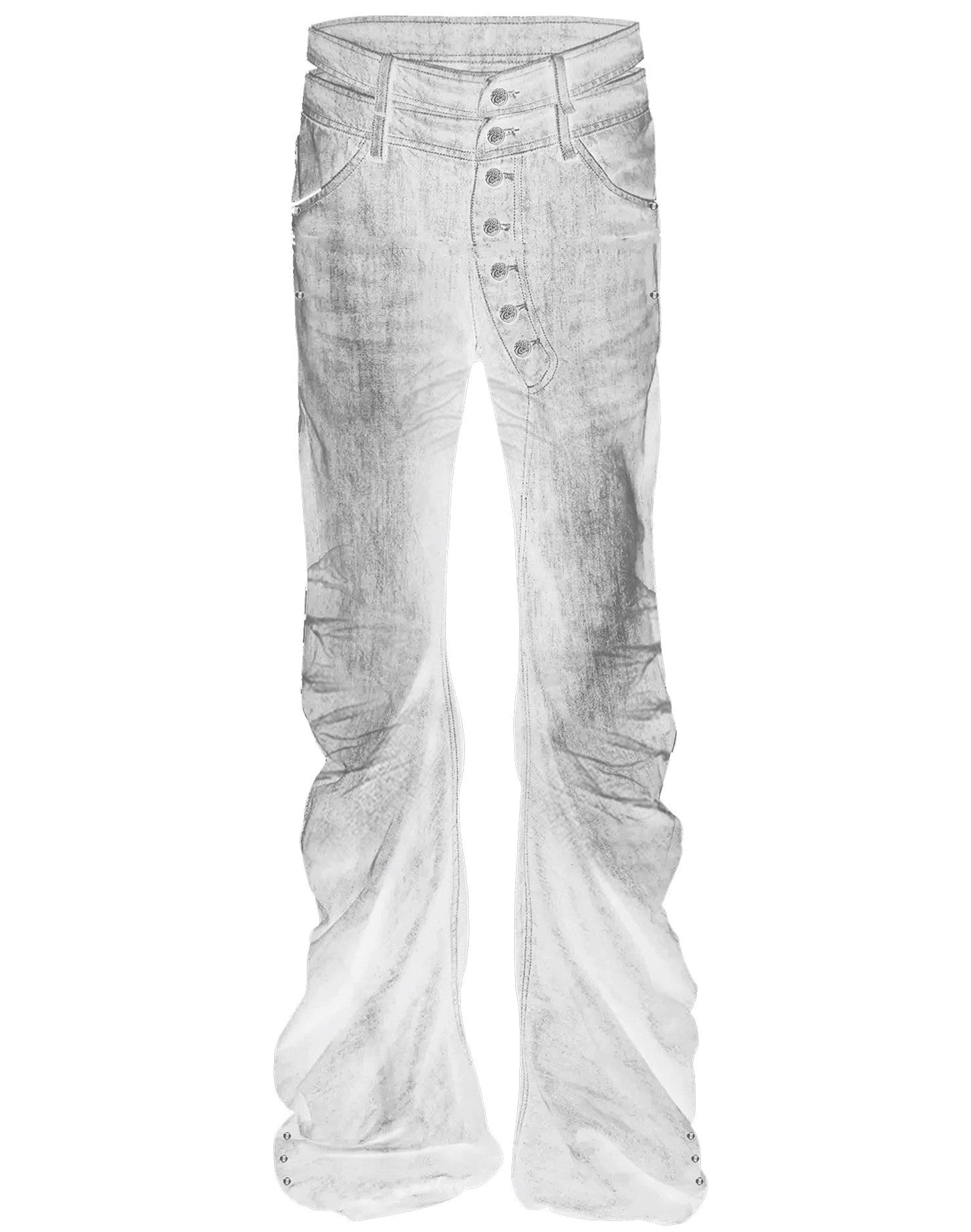 Washed Whisker Straight Denim Jeans WN20891