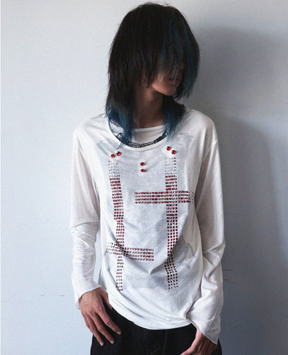 Graphic Design Fake Layered Long Sleeve T-shirt WN20908