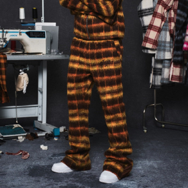 Mohair Jacquard Hooded Knit Jacket & Knit Pants Setup WN20981