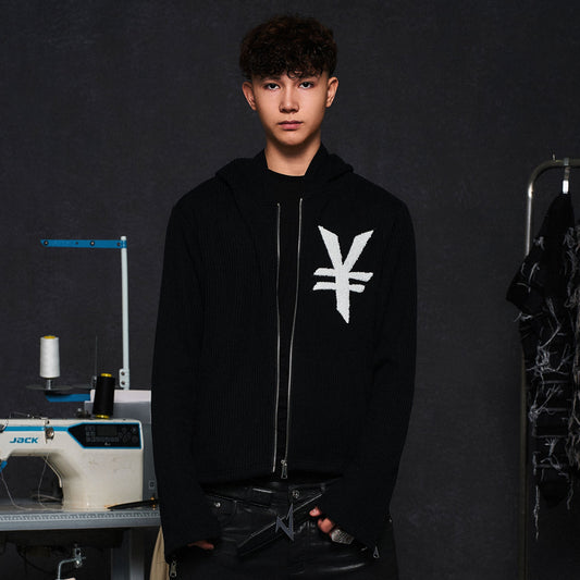 Hooded Knit Zipper Cardigan WN20989