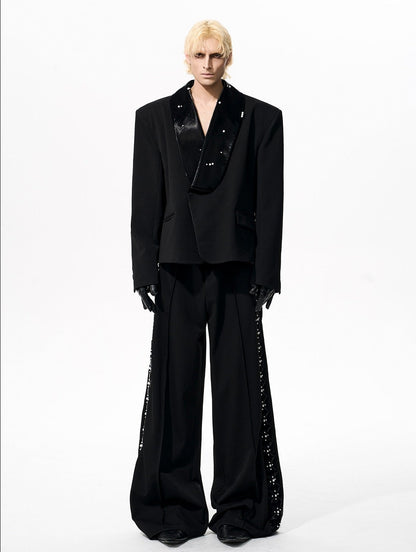 PU Leather Wide Leg Straight Pants & Jacket Setup WN21967