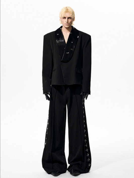 PU Leather Wide Leg Straight Pants & Jacket Setup WN21967