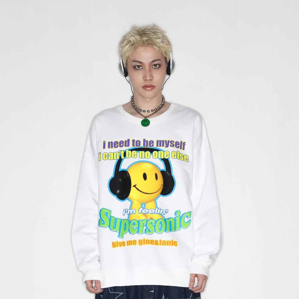 Illustration Letter Print  Long Sleeve T-Shirt WN22261