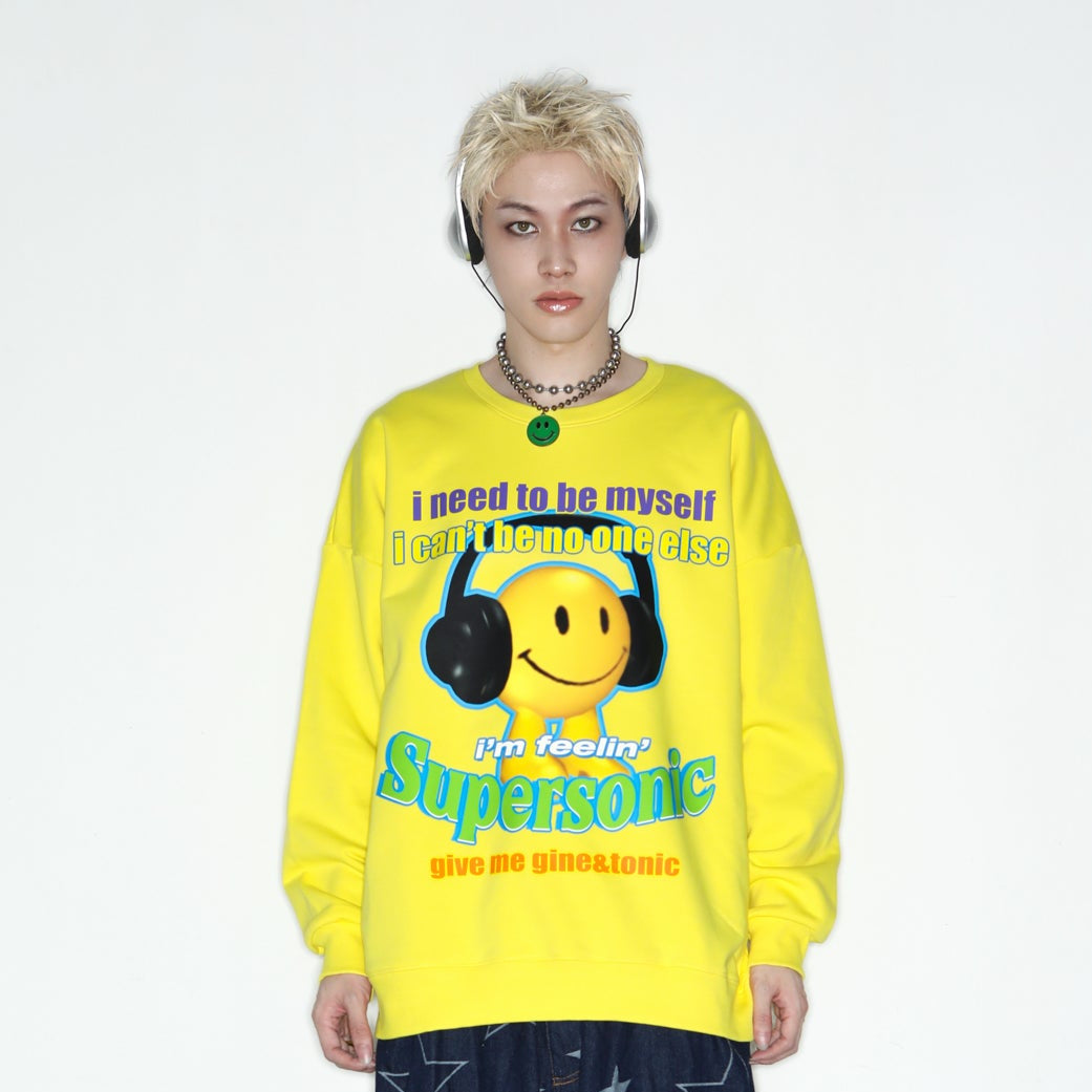 Illustration Letter Print  Long Sleeve T-Shirt WN22261