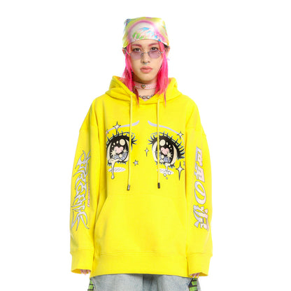 Illustration Eye Print Hoodie WN22270