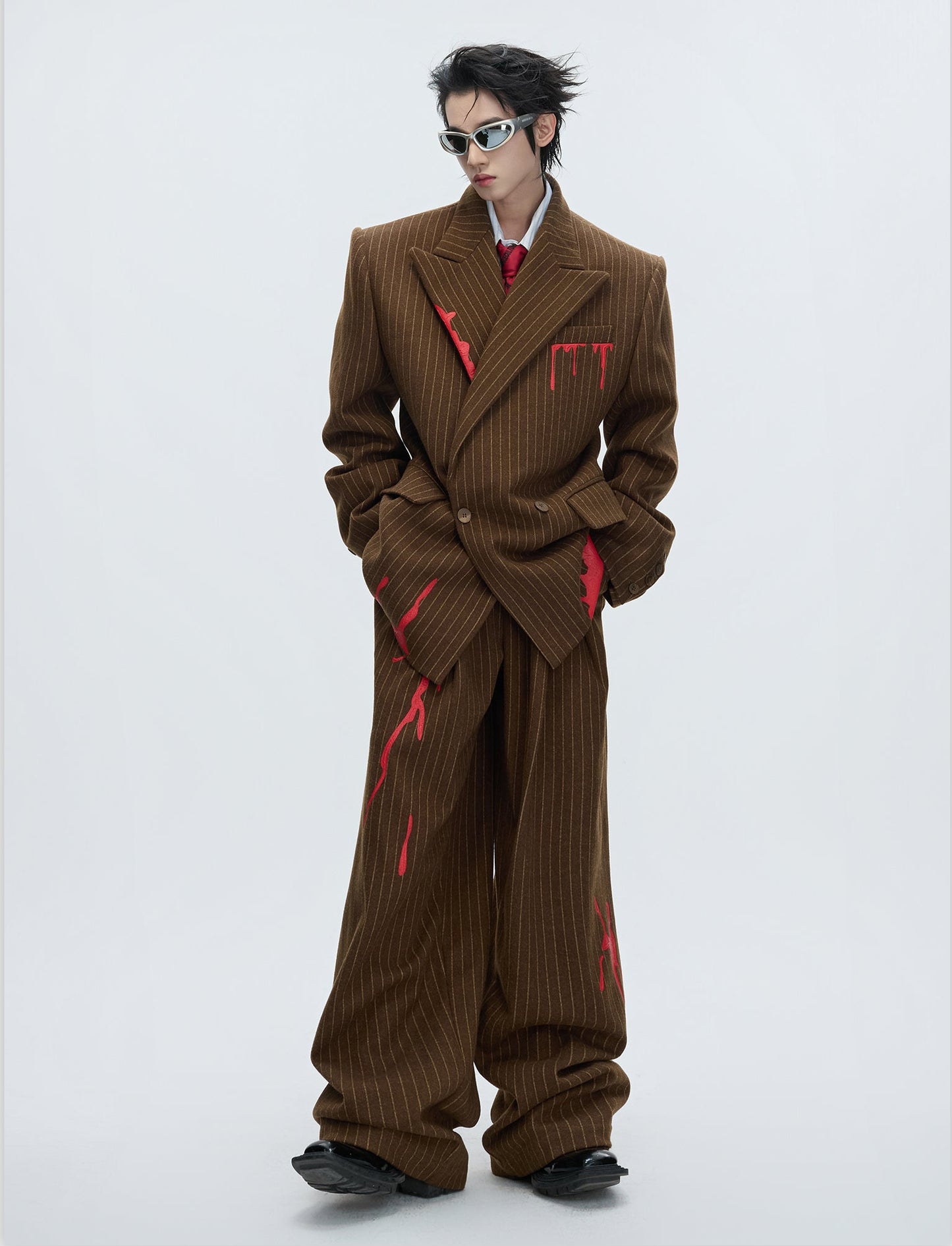 Stripe Wool Tailored Jacket & Stripe Trousers Setup WN22605