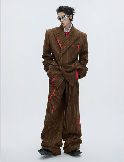Stripe Wool Tailored Jacket & Stripe Trousers Setup WN22605