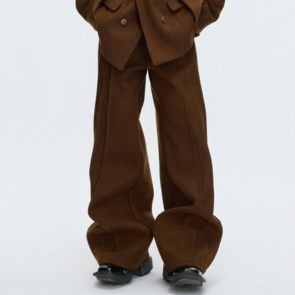 Colorblock Fake Layered Tailored Jacket & Fake Layered Trousers Setup WN22610