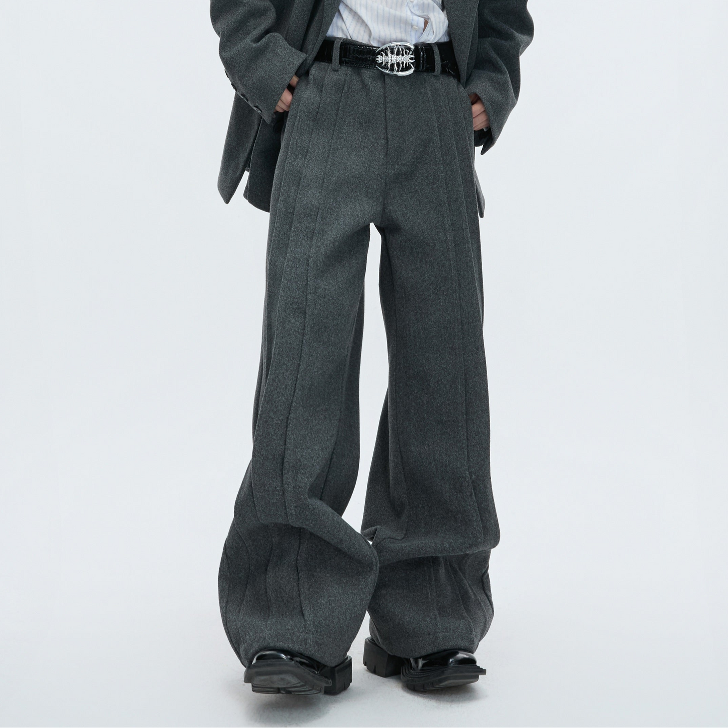 Colorblock Fake Layered Tailored Jacket & Fake Layered Trousers Setup WN22610