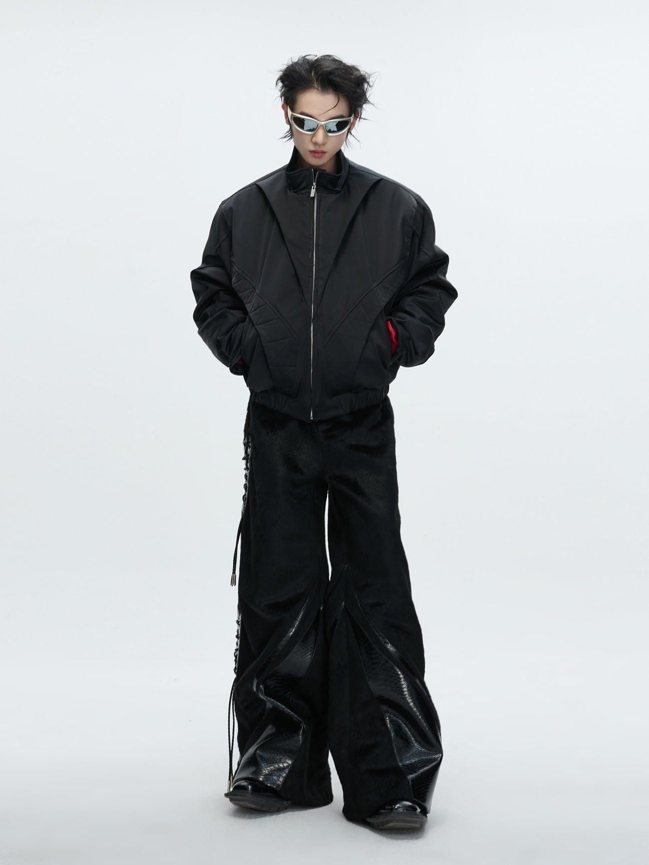 Structured Split Fleece Lining Stand Neck Jacket WN22611