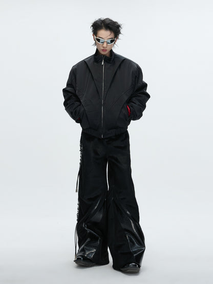 Structured Split Fleece Lining Stand Neck Jacket WN22611