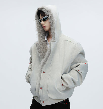 Hooded Fake Fur Collar Heavyweight Puffer Jacket WN22621