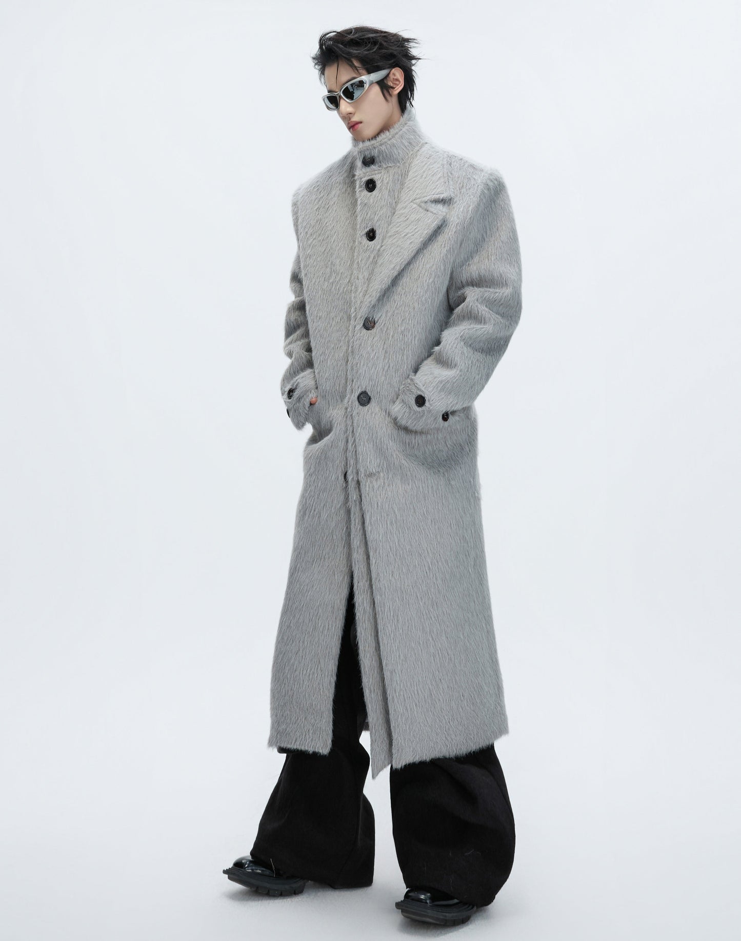 Textured Wool Long Coat WN22628