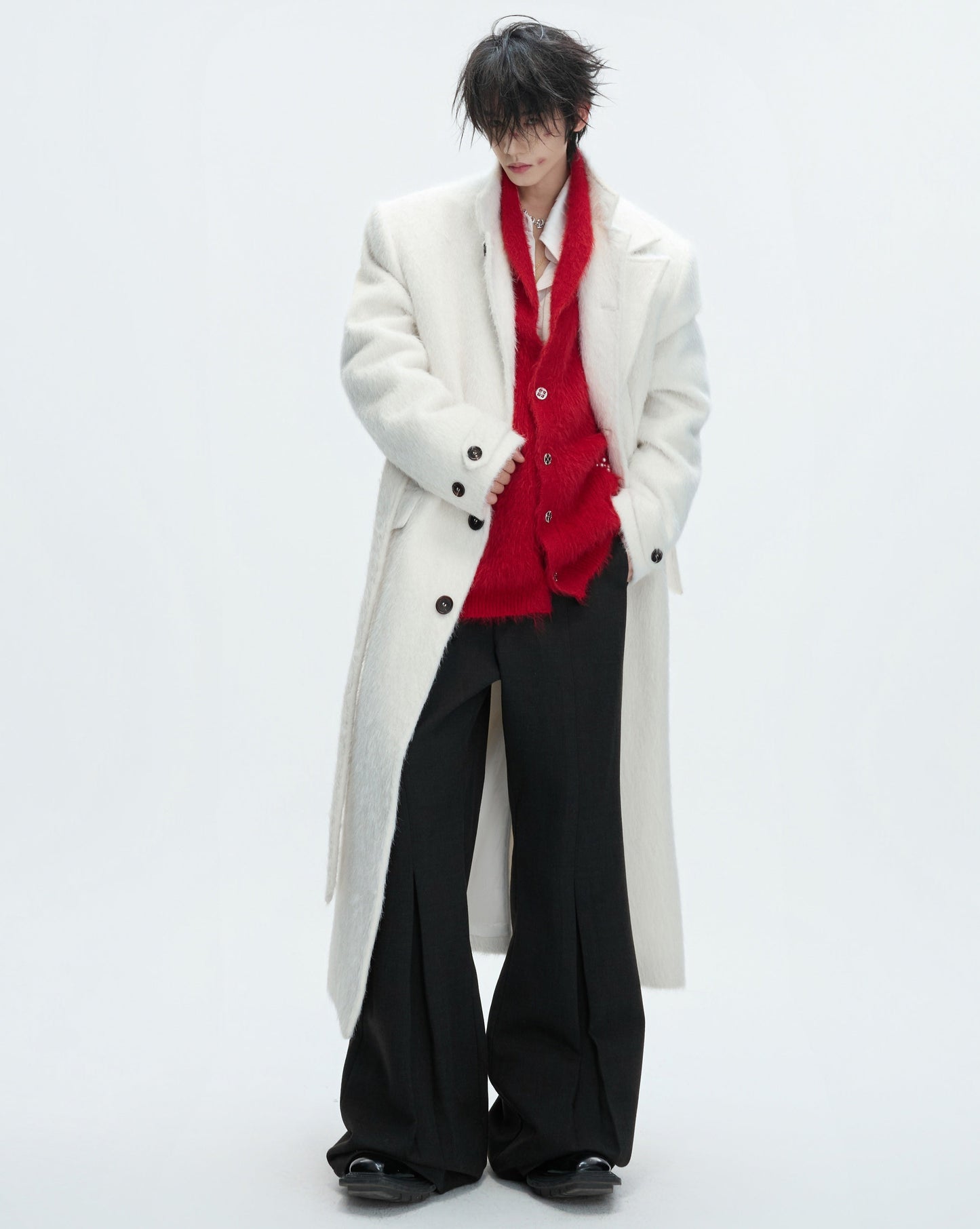 Textured Wool Long Coat WN22628