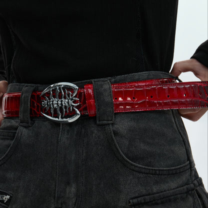 Metal Buckle PU Leather Crocodile Pattern Belt WN22629