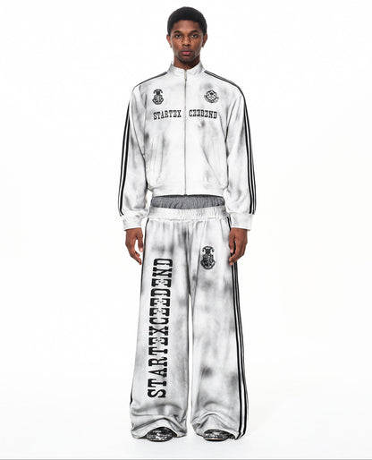 Damage Paint Stripe High-Neck Jacket & Paint Stripe Sporty Pants Setup WN22652