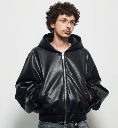 Glossy Embossed PU Leather Jacket WN22932